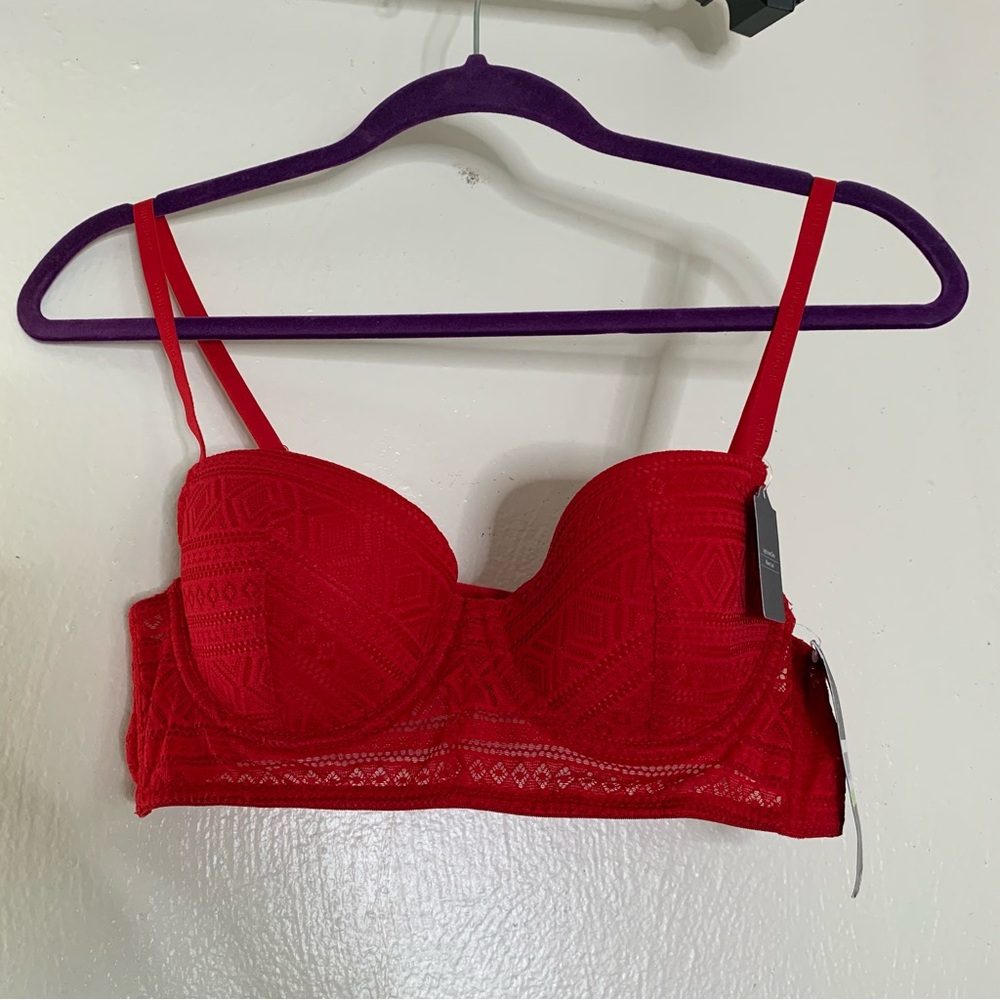 Tommy Hilfiger Red Lace Demi Bra - Size 36B NWT